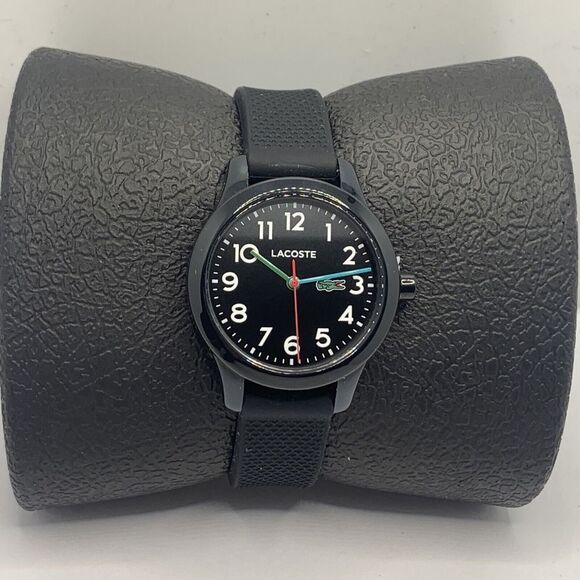 Lacoste LC-102-9-47-3022-3087BLK-4/1 Kid Black Silicone Analog Dial Watch Aew26 - Picture 1 of 8